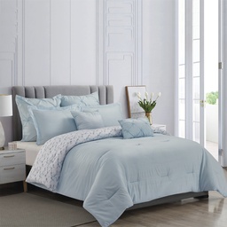 [15223LTBLUE-Q/BCSQ41728BU] Morgan Collection 7pc Queen Comforter Set, Blue