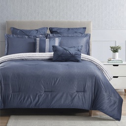 [15223INDIGO-Q/BCSQ41730BU] Morgan Collection 7pc Queen Comforter Set, Indigo