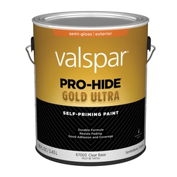 [028.0067003.007] Valspar Pro-Hide Gold Ultra Latex Semi-Gloss Exterior House Paint, Clear Base, 1 Gal.