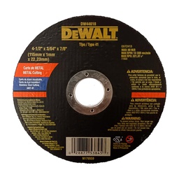 [DW44618] ****DeWalt Metal Cutting Disc 4-1/2in x 1.0mm x 7/8in