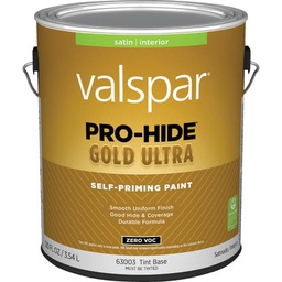 [028.0063003.007] ****Valspar Pro-Hide Gold Ultra Zero VOC Satin Interior Wall Paint, Tint Base, 1 Gal