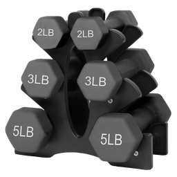 [GM-DMB859] Gym Master 20 Lb Neoprene Dumbbell Set, Black - 2 x 2 Lb, 2 x 3 Lb, 2 x 5 Lb