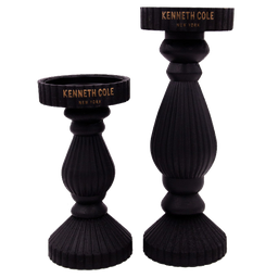 [KCWF202120] Kenneth Cole Candle Holders, Black - 2pc Set