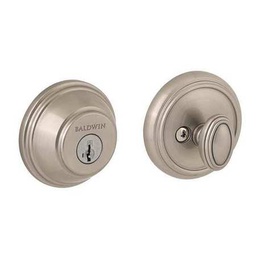 [93800-008 / 380 RDB 15 SMT] Baldwin Prestige Single Cylinder Round Deadbolt, Satin Nickel