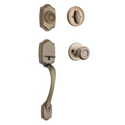 [96870-098] ****Kwikset Belleview Entry Handleset Single Cylinder, Antique Brass