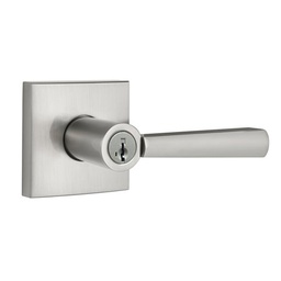 [93540-015 / 354SPL SQR 15 SMT] Baldwin Prestige Spyglass Single Cylinder Keyed Entry Door Lever Set, Satin Nickel