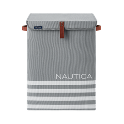 [21A330-HG] ****Nautica Folding Hamper with Lid, Gray Stripe
