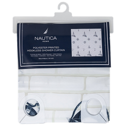 [754183] Nautica Printed Hookless Shower Curtain 72x72 In. (180x180cm)