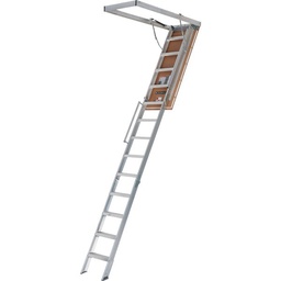 [AL2540LG-R5] Louisville Everest 10 Ft. to 12 Ft. 25-1/2 In. x 63 In. Aluminum Attic Stairs with Aluminum Frame, 375 Lb. Load