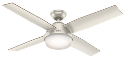 [59450] Hunter Dempsey Ceiling Fan 52 In. with LED Light and Remote, Matte Nickel/ Walnut