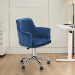 [T-18704 MRC27323] Mobel Office Chair with Wheels, Blue Velvet