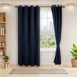 [715-BO-NAVY CHBC27782] Classy Homes Blackout Curtains 52In.x90In.