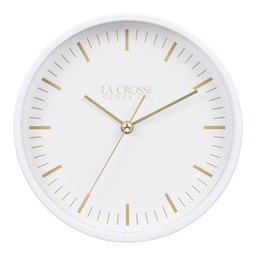 [404-3715 / 404-3715B] La Crosse Etta Silent Quartz Analog Metal Wall/Table Clock 6 In. White