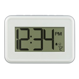 [513-113W] La Crosse Digital Wall Clock with Indoor Temp and Timer, White