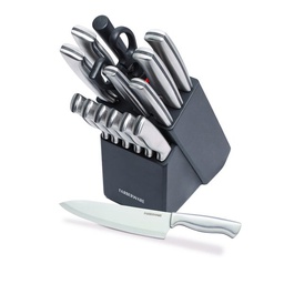 [5152497] Farberware 15-piece Stamped Stainless Steel Knife Block Set