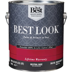 [HW35T0705-16] ****Best Look 100% Acrylic Latex Premium Paint &amp; Primer In One Flat Exterior House Paint, Neutral Base, 1 Gal.