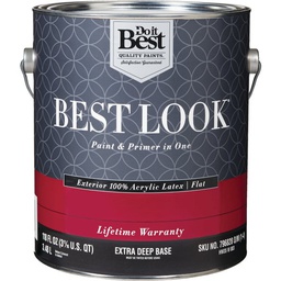 [HW35W0803-16] Best Look 100% Acrylic Latex Premium Paint &amp; Primer In One Flat Exterior House Paint, Exra Deep Base, 1 Gal.