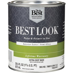 [HW38W0803-14] Best Look Latex Premium Paint &amp; Primer In One Semi-Gloss Interior Wall Paint, Extra Deep Base, 1 Qt.