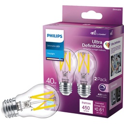 [564328] Philips Ultra Definition 40W Equivalent Daylight A15 Medium Dimmable LED Light Bulb (2-Pack)