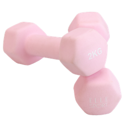 [SR0512N] Elle Sport Neoprene Dumbbells 2 kg, Soft Pink - Pair