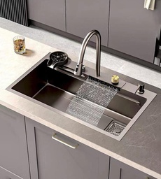 [RHSK7845 / SD7845 RHTKS27178] Royal Homes Top-mount Kitchen Sink 30.7 x 17.7 x 9 In. 304 Stainless Steel, Black Finish
