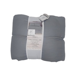 [724-GREY3PCSQ/BCSQ41837] Emelle Queen Comforter Bedding 3pc Set, Grey