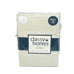 [709-SP-FULL CHFSSU27509] Classy Homes Full 4pc Solid Sheet Set With Horizontal Design