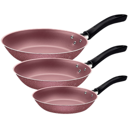 [20297/409] Tramontina Caribe Non-Stick Frying Pans, Pink - Set of 3