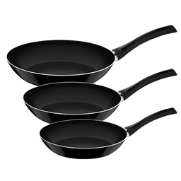 [27899/184/ 80112/557] Tramontina Non-Stick Frying Pans, Black - Set of 3