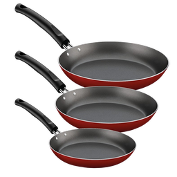 [27899/453] ****Tramontina Non-Stick Frying Pans, Red - Set of 3