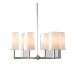 [1006887915 / 38699HBC] Dorset 6-Light Polished Nickel Chandelier with White linen Shade