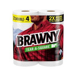 [44475] Brawny Tear-a-Square 2-Ply Paper Towels 100-Sheet/ Roll 2 Roll Pk. White