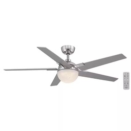 [1008771277 / AK395CH] Hampton Bay Esala Indoor Ceiling Fan, Adjustable White Integrated LED with Remote 52 In. Chrome (C.F.M - 4638)