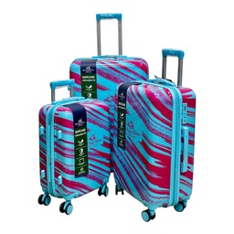 [078-1424679] Royal County of Berkshire 3pc Luggage Set 20/ 24/ 28 In. Blue/ Pink