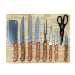[127515.1] Gibson Home Wildcraft 10pc Cutlery Set with Cutting Board, Stainless Steel/ Wood
