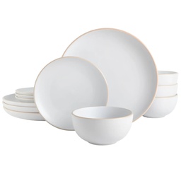 [129492.12] Gibson Home Rockaway 12pc Dinnerware Set Stoneware, Matte White