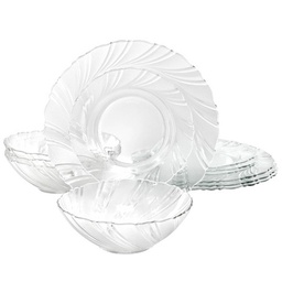 [141519.12] Gibson Home Millenium Swirl 12pc Glass Dinnerware Set