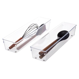[53030ES] iDesign Linus Drawer Organizer 4 x 16 x 3 In. Clear