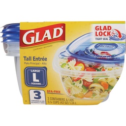 [BBG10041] Glad Square Tall Entre Container 42 Oz. Clear (3-Pack)