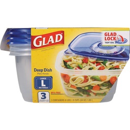 [BBG10316] Glad Rectangle Deep Dish Container 64 Oz. Clear (3-Pack)