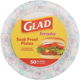 [BBP0098] Glad Everyday Round Paper Plates 10 In. Blue Flower (50-Count)