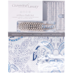 [SCS47059] 14pc Shower Curtain &amp; Bath Accessory Set, Damask Blossom