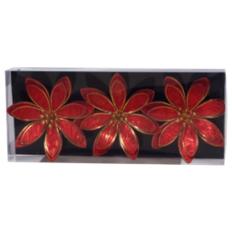 [831-AMX028-24107R] ****Miro Christmas Flower 13x3cm, Red (3-pc Set)