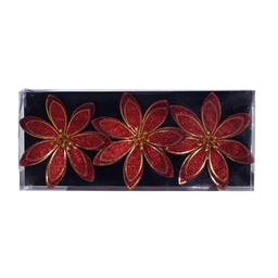 [831-AMX028-24108R] ****Miro Christmas Flower 13x3cm, Red (3-pc Set)