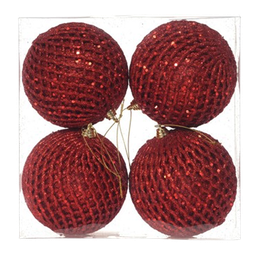 [831-XB09-2440R] Miro Christmas Balls 10cm, Red (4-pc Set)
