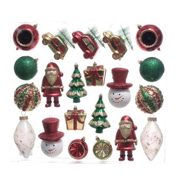 [831-XB06-03-23A] Miro Christmas Ornaments Assorted 6-13cm, Red-Green-Gold