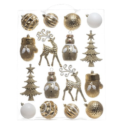 [831-XB06-04-23H] Miro Christmas Ornaments Assorted 6-13cm Gold-White